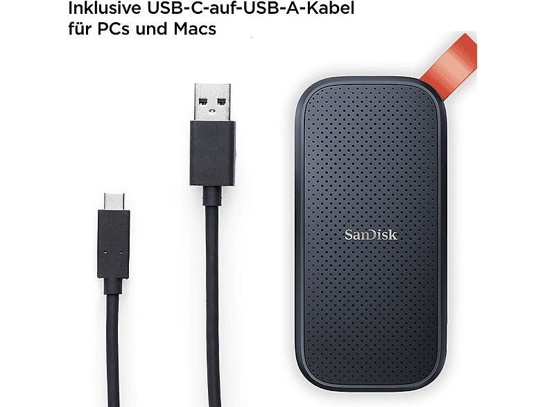 SANDISK Portable - USB 3.2 Gen 2 Speicher, 1 TB SSD, extern, Schwarz