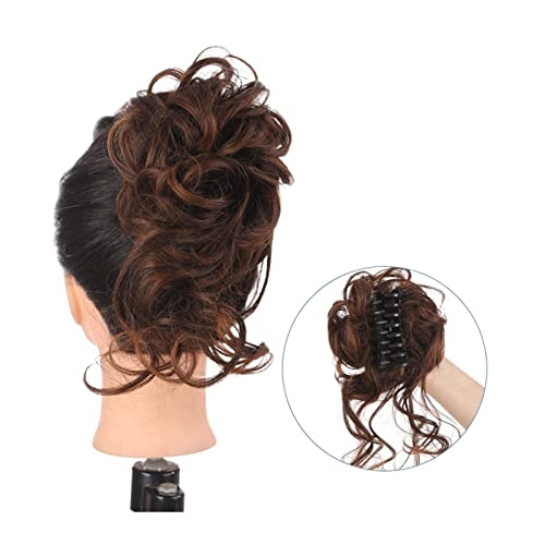 Bun Haarteile Dutt-Klammer-Clip-Haargummis for Frauen, zerzaustes, unordentliches Dutt-Haarteil, unordentliches Haar, Hochsteckfrisur, synthetisches, gewelltes, lockiges Chignon-Pferdeschwanz-Haarteil