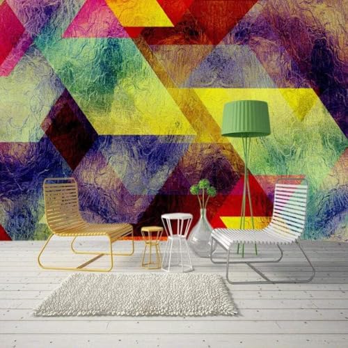 Abstrakte Geometrie Farbe 3D Tapete Poster Restaurant Schlafzimmer Wohnzimmer Sofa TV Dekorative Wand-300cm×210cm