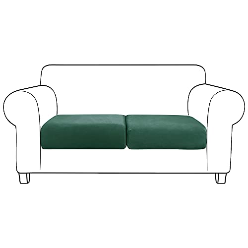 JHLD Samt Sofa Sitzkissenbezug, Stretch Sitzkissenschutz Elastische Sofa-Sitzkissenbezüge Sofa-Sitzkissenbezug Abnehmbare Waschbar Für Stuhl, Liebessitz-Grün B.-2 Stück