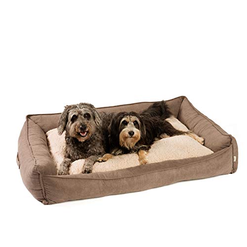 JAMAXX Premium Hundebett Orthopädisch Memory Visco Schaum Waschbar Wendekissen Wasserabweisend/Hundekörbchen Weicher Samtartiger Sofa Stoff Hundekissen Hundekorb PDB2002 (L) 120x90 braun