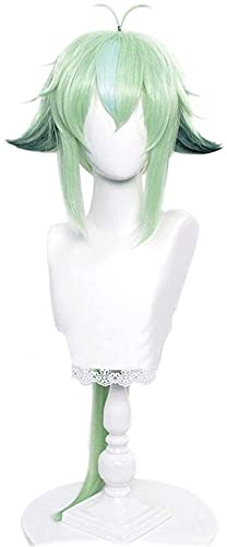 LINLINCD-Anime Coser Wig Genshin Impact Cosplay Perücken gestreift grün 85 cm lang rechts langlebig SYNTHETIC HEILS HAPS HALLOWERN Karneval Party+Perücke (Motiv: Sucrose)