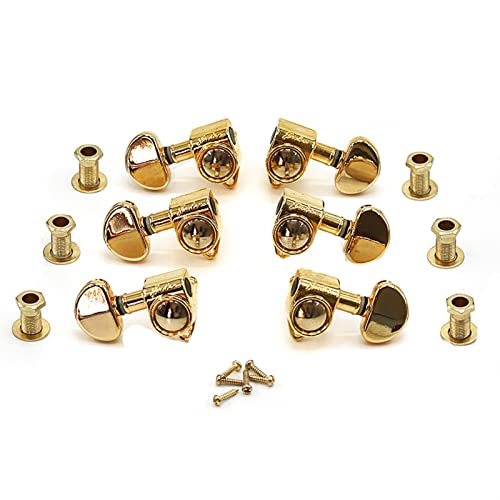 1 Set Gold/Black Inline-String-Tuner Tuning Pegs-Tasten Maschinenköpfe Für Akustikgitarre Mit Kleinen Halbkreisknöpfen Stimmwirbel Mechaniken (Color : 1 Set Gold)