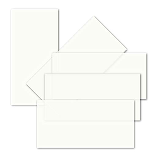 300x ungefalztes einfaches Einlege-Papier für DIN Lang Karten - weiß - 10,3 x 20,8 cm - ideal zum Bedrucken mit Tinte und Laser - hochwertiges Transparent-Papier von Gustav NEUSER®