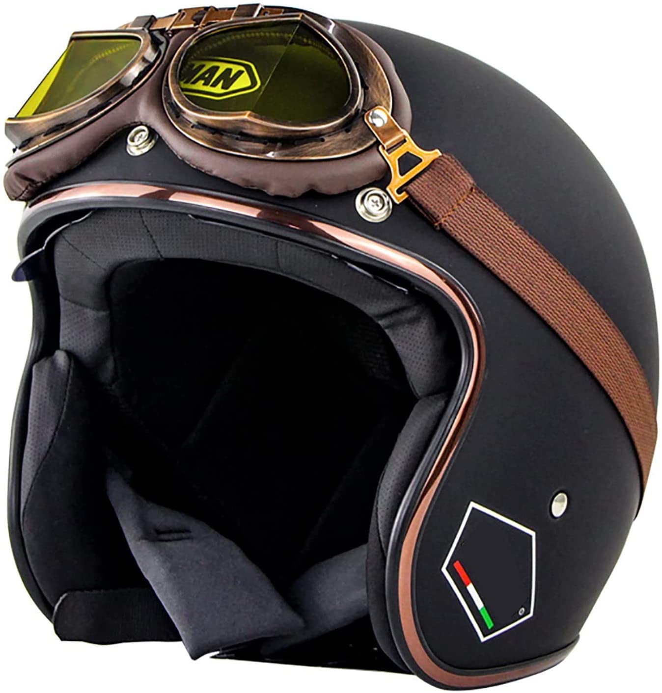 Retro Motorradhelm Halbhelm Jethelm Männer und Frauen,DOT/ECE-Zertifiziert,Jethelm Mofa-Helm Motorrad Half Helm mit Visier,Motorrad Halbhelm Elektro-Fahrrad-Schutzhelm