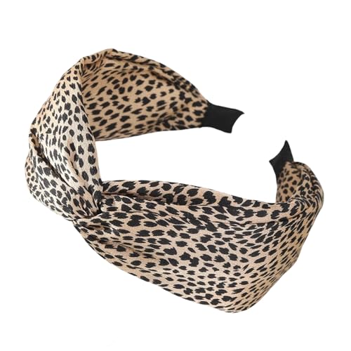 Drucken Leopard Stirnband Breite Quer Frauen Haarband Elastische Schleife Haar Hoop Bands Lünette Knoten Mädchen Haar Zubehör (Color : B CD1077)