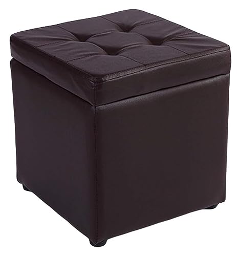 RAABYU Fußstütze Kunstleder Aufbewahrung Fußhocker Pouf Sitzbank,Würfel Mit Scharnier Top Organizer Box Pouf Truhe Einzelsitz-blau 30x30x35cm