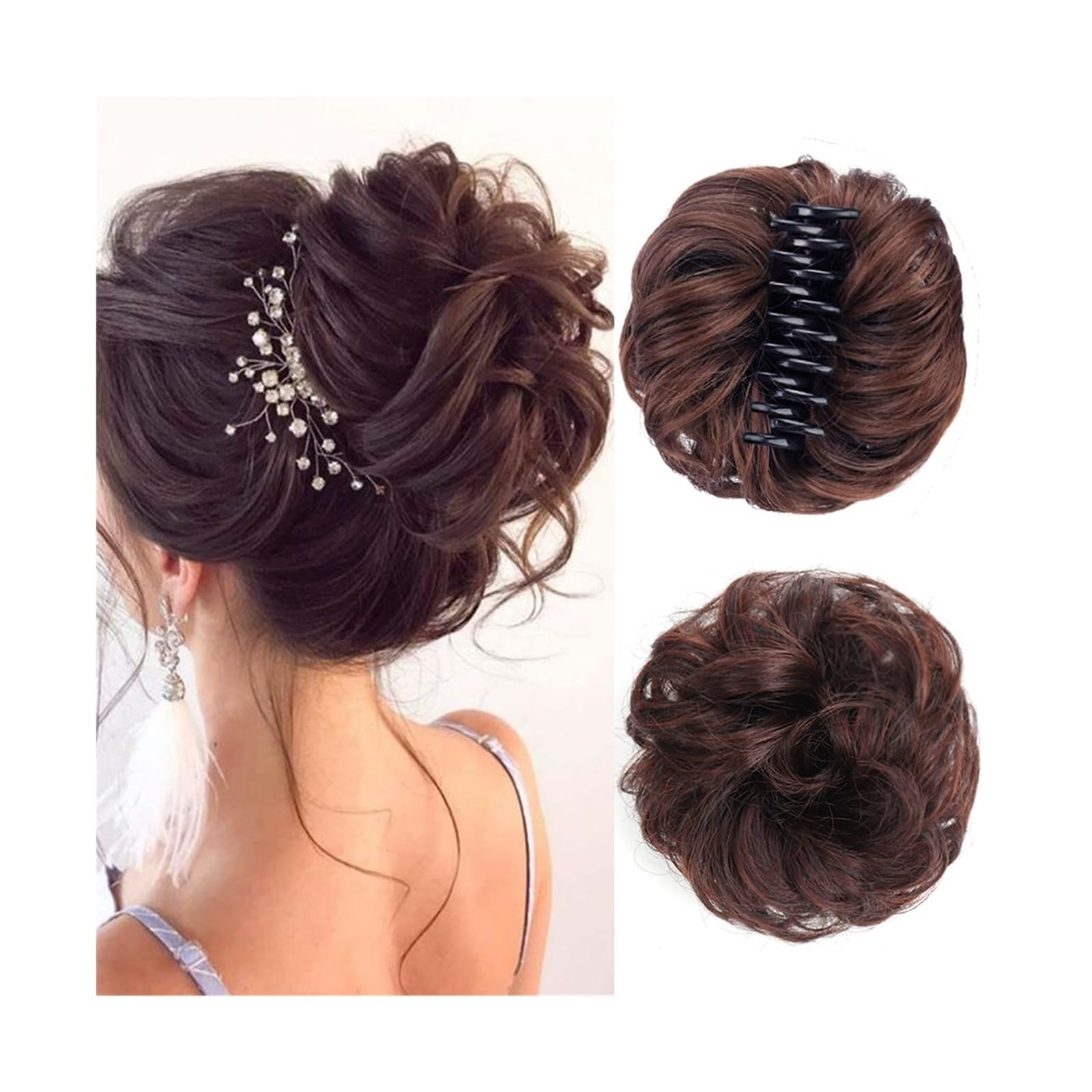 Haarteil Synthetischer Haarknoten, Clip-in-Chignon-Haarteil, lockiges, unordentliches Haar, Pferdeschwanz-Haarverlängerungen, Scrunchie-Haarteile for Frauen Haarverlängerung(2M33)