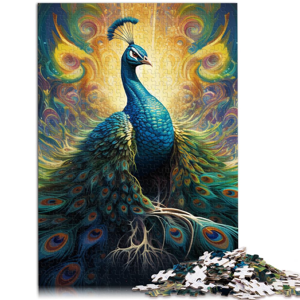 Puzzlespiel Psychedelischer Pfau Puzzles für Erwachsene 1000-teiliges Holzpuzzle Schwierige, Schwere Puzzles für Frauen und Männer 1000 Teile (50 x 75 cm)