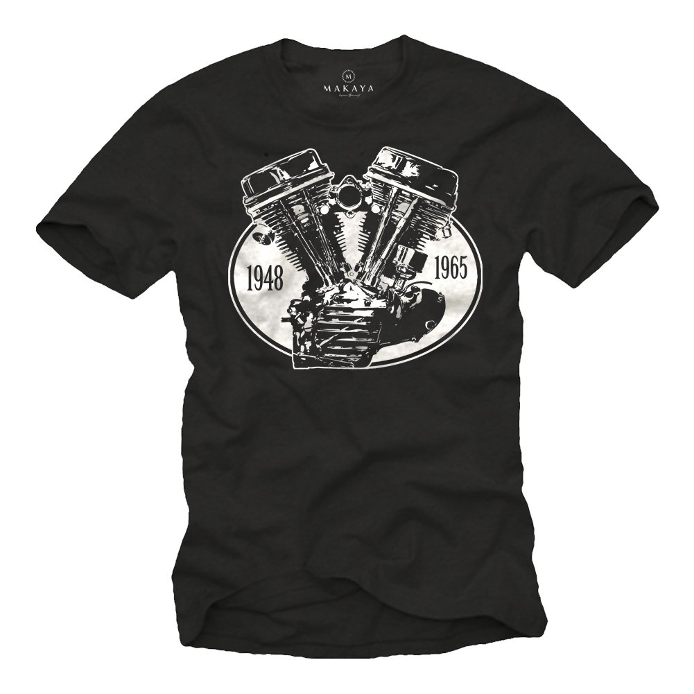 Biker T-Shirt Panhead Motorrad Chopper T-Shirts schwarz Größe S