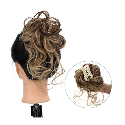 Bun Haarteile Dutt-Klammer-Clip-Haargummis for Frauen, zerzaustes, unordentliches Dutt-Haarteil, unordentliches Haar, Hochsteckfrisur, synthetisches, gewelltes, lockiges Chignon-Pferdeschwanz-Haarteil