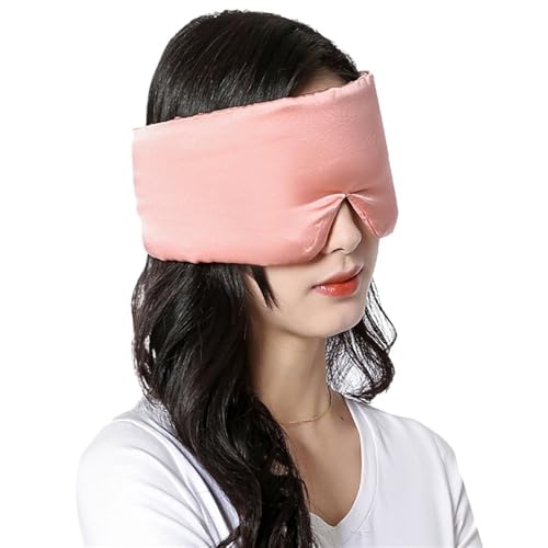 Blackout Schlafmasken, Augenmaske aus Seide, ultraweich, hautfreundlich, Schlafmaske, reiner Naturseidenstoff(Pink)