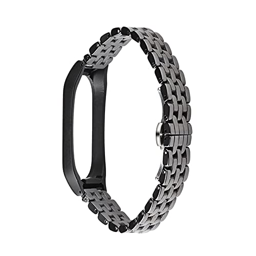 LOUPKC MINGSHAN Kompatibel mit MI-Band 5 6 Armband-Keramikriemen Kompatibel mit Xiaomi 4 3 Band MI6 Armband Ersatz Armbandzubehör Edelstahl Luxus Correa(Black Ceramic,Mi Band 5 6)