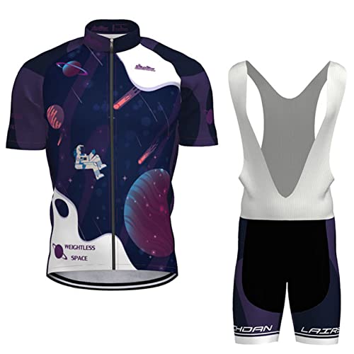 Fahrradbekleidung Herren|Radtrikot Männer Sommer|Radsportanzug Kurzarm Set,MTB Fahrradtrikot Cycling Oberteil und Radhose mit 9D Gel Sitzpolster,Bike Bekleidung Atmungsaktiv Schnell Trocknen(9,5XL)