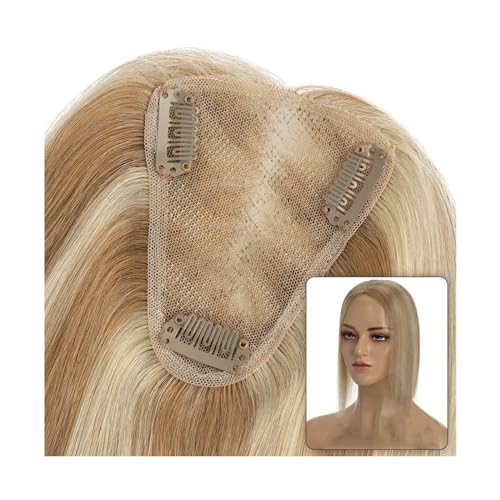 Haartopper für Frauen Haar-Topper, 8 x 10 cm, handgefertigt, feine Mono-Basis, Damen-Topper, Clip-in-Echthaarverlängerungen, 6–14 Zoll, glattes Haar, Einzelknoten, Mono-Haarteil Haarteil Topper Toupet