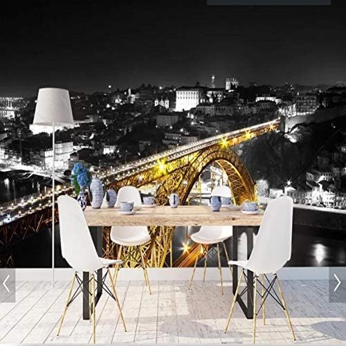 Nachtbrücke Der Stadt 3D Tapeten Wanddekoration Fototapete Sofas Wohnzimmer Wandbild Schlafzimmer-430cm×300cm