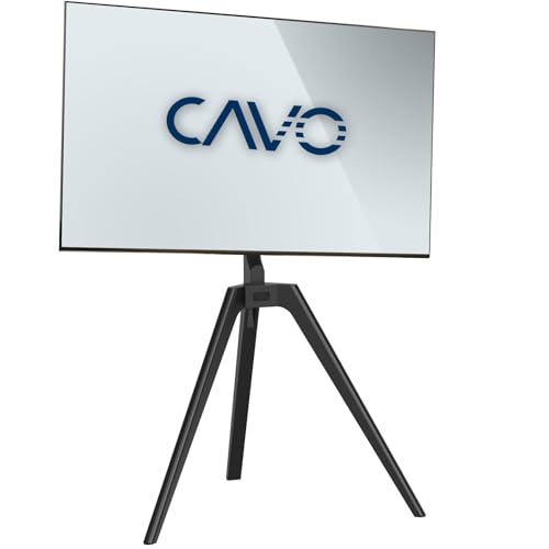 CAVO TV-Staffelei für 45 bis 65 Zoll Bildschirme bis 40 kg, Walnuss schwarz lackiert, Max VESA 400 x 400 mm Schwenkbar Universal Halterung für Flach & Curved Fernseher & Monitor