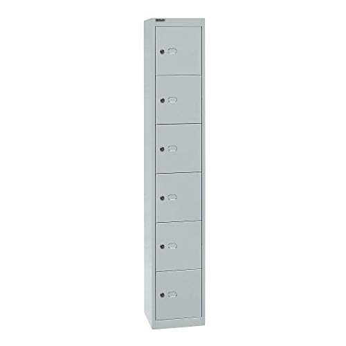 Bisley Schließfachschrank Office, 1 Abteil, 6 Fächer, T 305 mm, Metall, 645 Lichtgrau, 30.5 x 30.5 x 180.2 cm