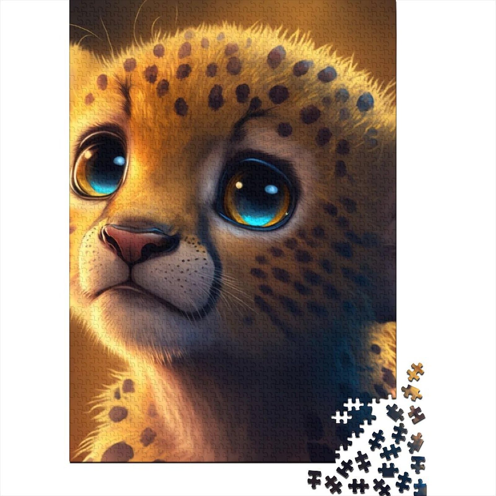 Baby-Leopard-Holzpuzzle für Teenager, Geschenke für Teenager, 1000-teiliges Puzzle für Erwachsene, Teenager, Lernpuzzle (Größe: 75 x 50 cm)