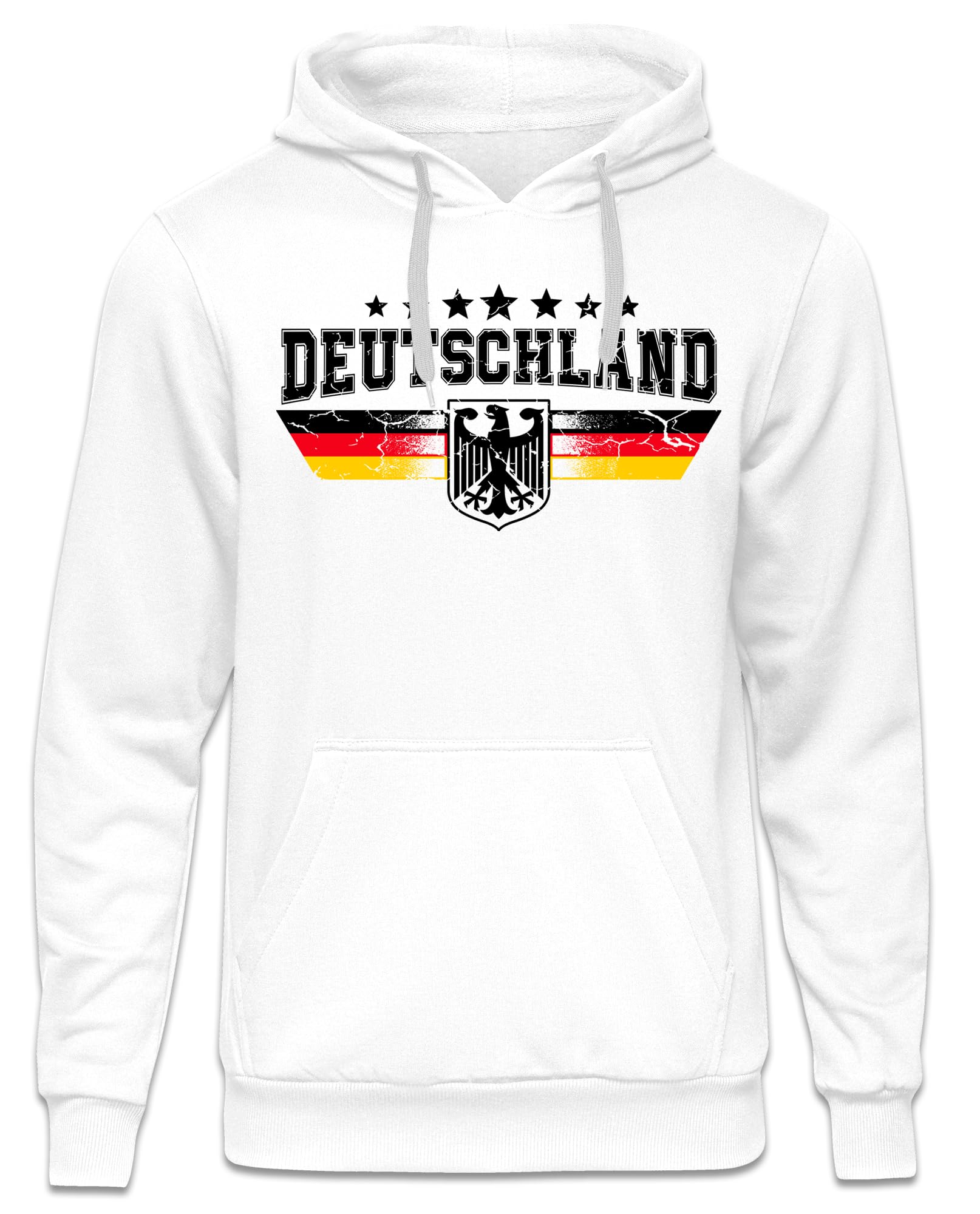 UGLYSHIRT Deutschland Herren Kapuzenpullover | Fanartikel Fussball EM WM Deutschland Flagge Germany Hoodie Deutschland Pullover Deutschland Trikot | M4 Weiß (XL)