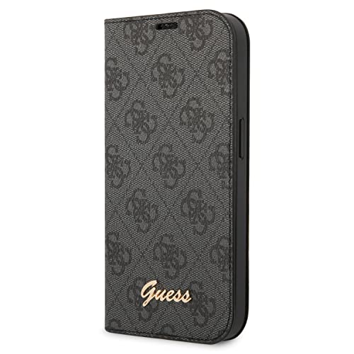 Guess GUBKP14LHG4SHK Hülle für iPhone 14 Pro 6,1" schwarz/Black Book 4G Vintage Gold Logo