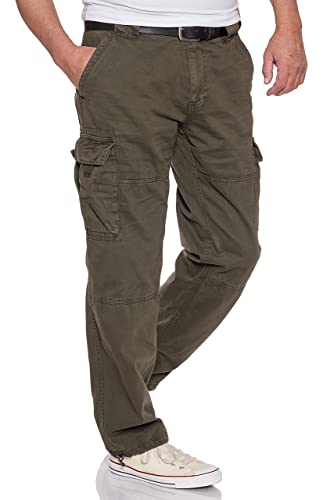 Jet Lag Herren Cargohose 21-753 Long Outdoor Seitentaschen Männerhose, Farbe:Oliv, Größe:L