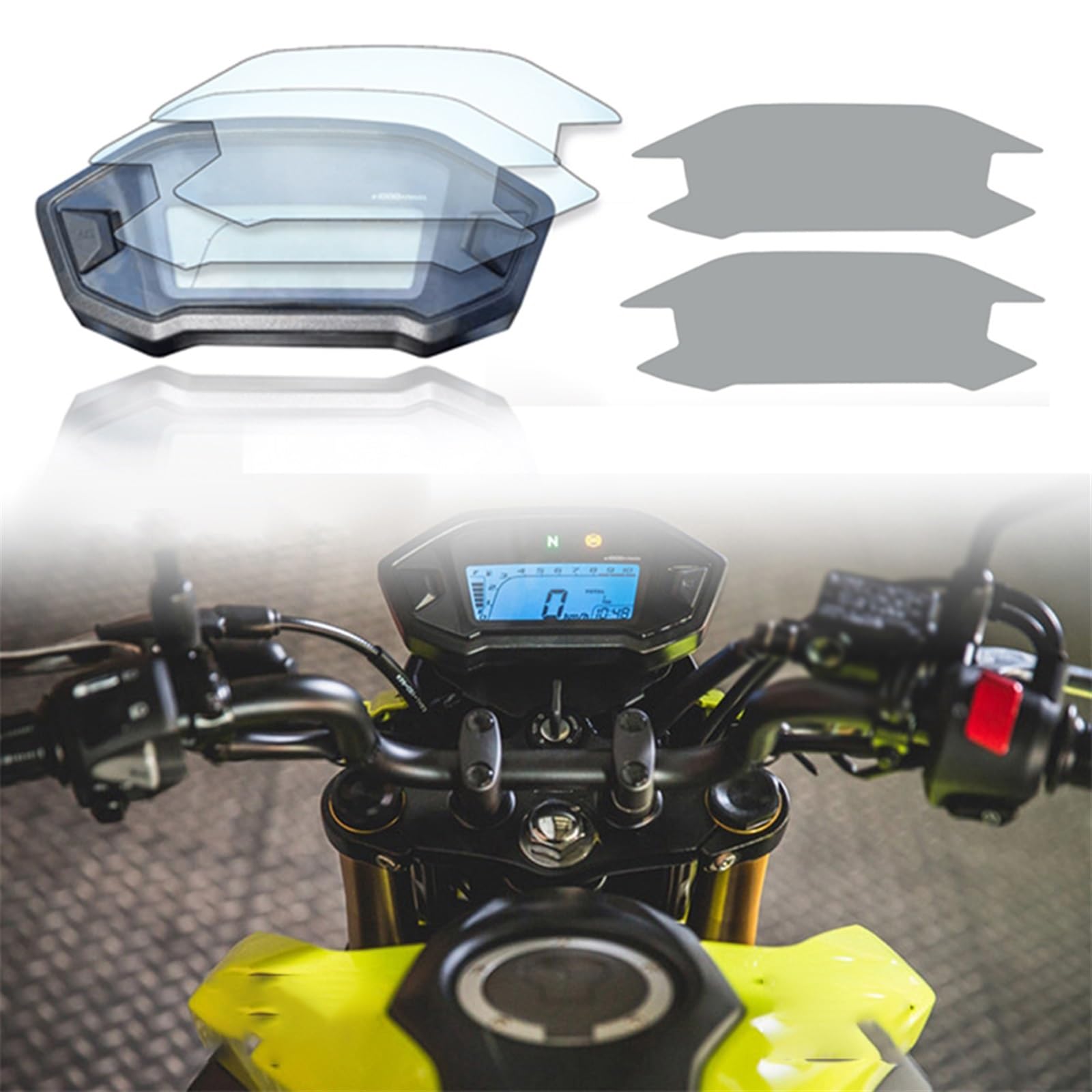 VLZUNO for MSX125 400X CBR400R CB400F CRF250 MSX125 CBR500R Motorrad Cluster Kratzschutz Film Screen Protector Teile Armaturenbrett-Displayschutz(5 PCS)