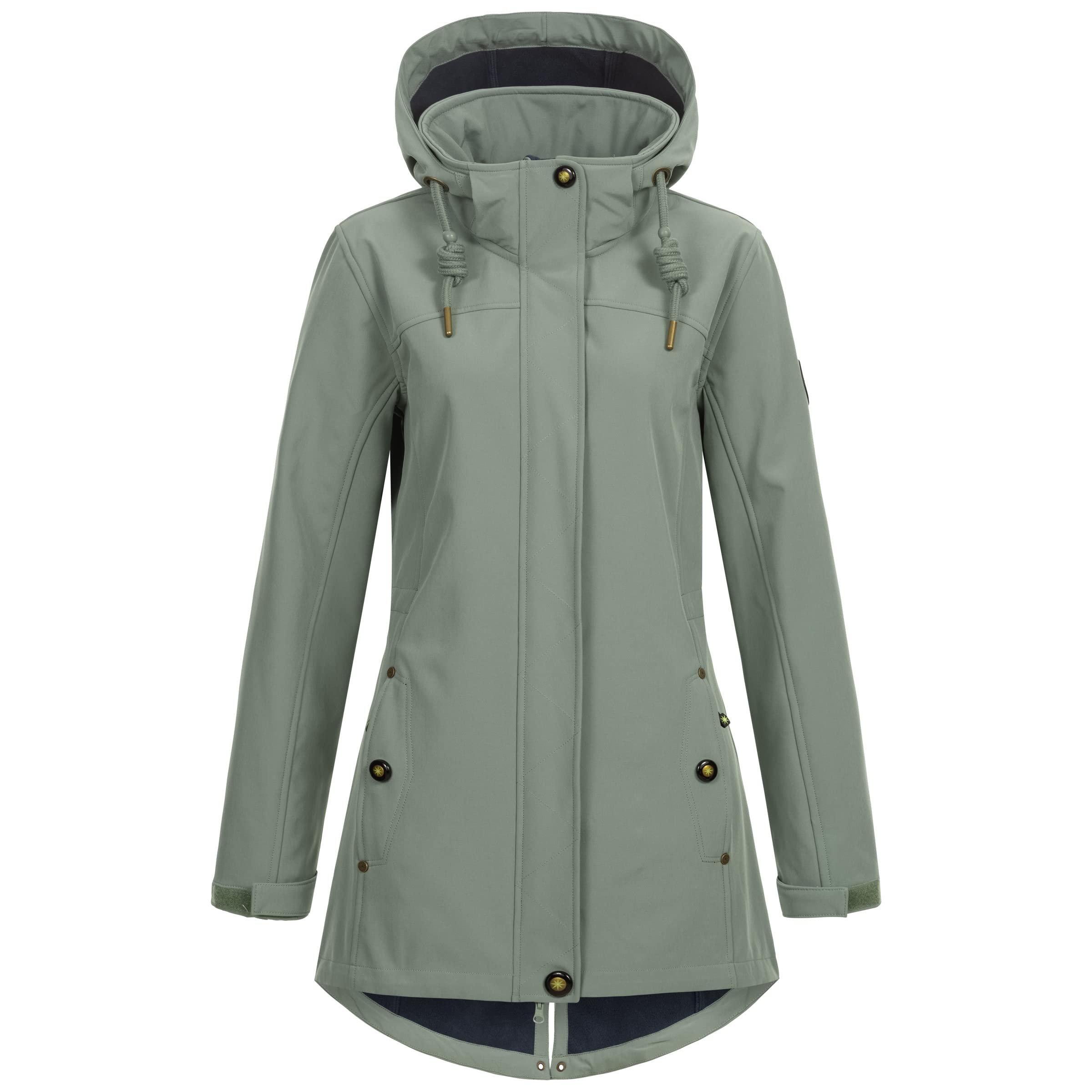 Ankerglut Damen Women's Coat Short Coat With Hood Lined Jacket Transition Jacket #Anker Glutbree Softshelljacke, slate gray, 44 EU