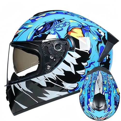 Integralhelm Mit Klappmechanismus, Modularer Motorradhelm, Integriertes Motorrad-Doppelvisier Für Männer Und Frauen, Straßenradhelm, Rennmopedhelm, DOT/ECE-Zulassung B,XXL63-64CM