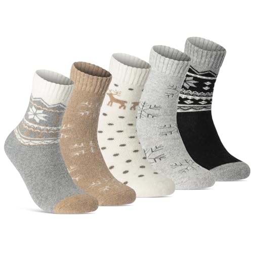 Damen THERMO Socken (5 Paar) warme Wintersocken weiche Wollsocken mit Innenfrottee 37800/1 WP (39-42)