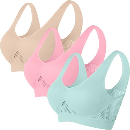 3er-Pack Sport BH Damen Ohne Buegel Push up Yoga Sports BH Klassische Bustier Soft Bequemer Bralette Fitness Dessous Crop Top für Alltag Fitness Sport Outdoor