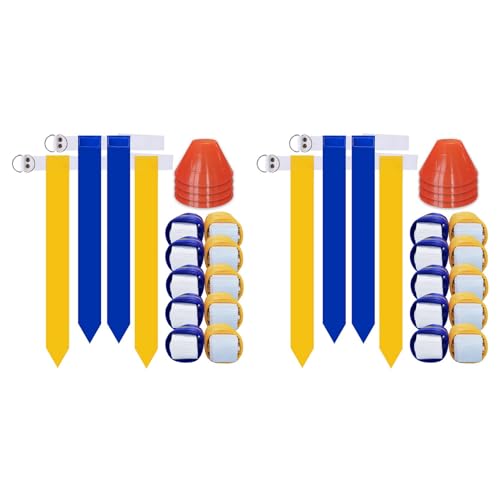 Haztholf Fußball-Flaggen-Set, Gürtel und Flaggen für 20 Spieler, Trainingsset für drinnen und draußen, Fußballgürtel-Set