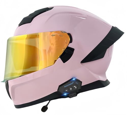 Bluetooth-Klapphelm, ECE-Zugelassener Motorrad-Integrierter Helm Mit Doppelvisier, Integral-Motorradhelm, Antibeschlag-Motorrad-Roller-Helm, Doppelspiegel, Herren-Damen-Helm E,M54-55CM