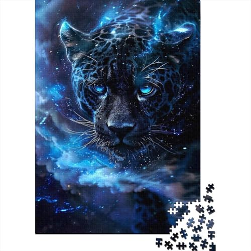 Mystischer Jaguar, Holzpuzzle für Erwachsene, Kunstpuzzle für Erwachsene, 1000 Teile, Entspannungspuzzlespiele, Denksportpuzzle (Größe 75x50cm)