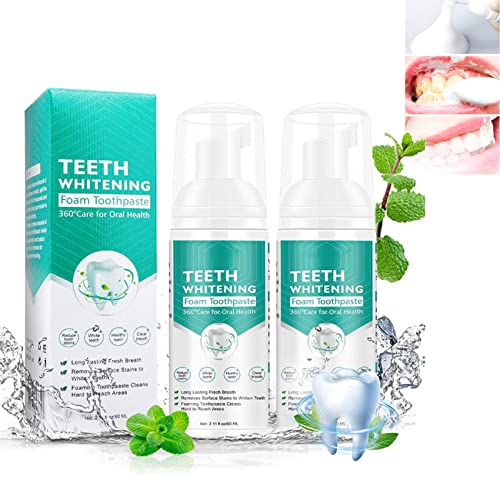 Tartar Removal Foam - Whitening Toothpaste Foam, Teeth Whitening Mousse Refreshing Breath Deep Cleaning Toothpaste, Preventing and Healing Caries,Travel Friendly, Easy to Use (2Pcs)