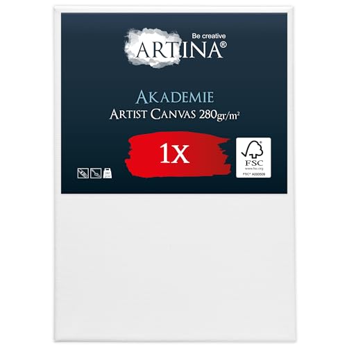 Keilrahmen Leinwand zum Bemalen 100x140 cm – Artina FSC® Leinwand Keilrahmen Leinwände für Acrylfarben Canvas 100% Baumwolle – bespannte Keilrahmen Set Leinwände zum malen Acryl Leinwand Rahmen Weiß