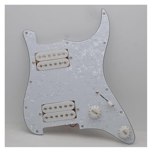 Schlagbrett Tonabnehmer für E Gitarre Elektrische Gitarre Pickup Panel ST SQ HH Elektrische Gitarre Schlagbrett Vordere Abdeckung Verdrahtung Montage Perle Farbe(White pearl panel-white pickup)