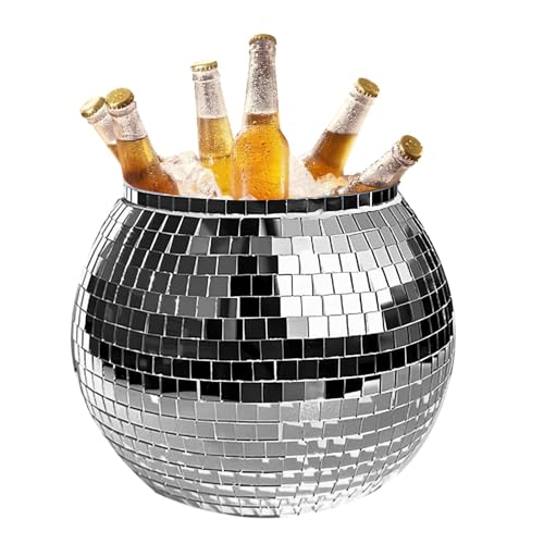 Discokugel-Eiskübel, Champagnereimer, groß, 3 l, Discokugel, Trinkgeschirr, Disco-Dekor, Retro-Partyzubehör, reflektierender Cocktail-, Champagner-, Bier-, Weinkühler, Kühlbehälter für Partys, Bar,