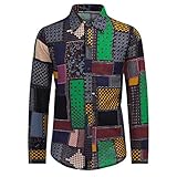 Blumen Hemden Herren Bunte Hemden Langarmhemd Muster Paisley Freizeitshemd Langarm Casual Shirt