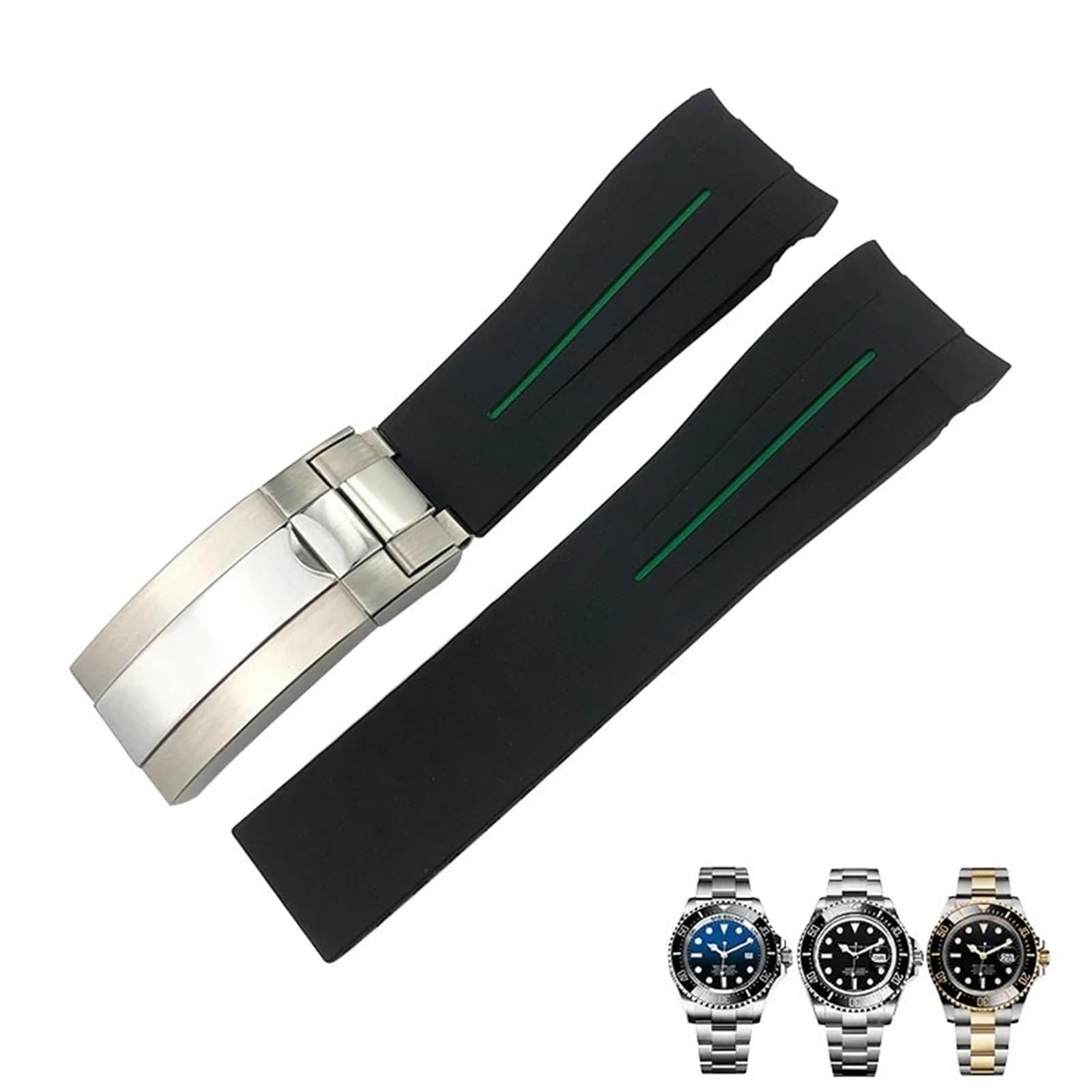 IOTUP Ersatz-Uhrenarmband aus Silikonkautschuk, 21 mm, für Rolex Deepsea Sea-Dweller 126660, Blau/Schwarz, Tauchsportarmband, kostenloses Werkzeug, 20 mm, Achat