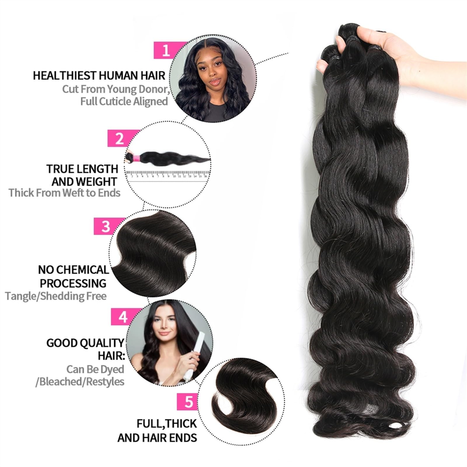 Human Hair Bundles Menschliches Haar Bundles Weben Brasilianische Haar Bundles Lose Körper Welle 1/3/4 Bundles Reines Rohes Remy Haar Extensions for frauen 12-32 zoll human hair weave (Size : 14 16 1