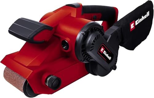 Einhell Bandschleifer TC-BS 8038 (800 W, 76x142 mm Schleiffläche, 380 min.-1 keramische Schutz-Einlage, Zusatzhandgriff, integrierte Staubabsaugung, inkl. Schleifband)