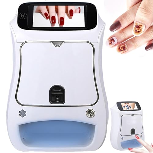 Qiang Multifunktionaler Nageldrucker,3D-Digital-Kunstdrucker,Tragbarer Automatischer Nageldrucker Zum Selbermachen,Mobiler Nagelkunst-Bilddrucker Mit UV-Licht/Trocknungsventilator