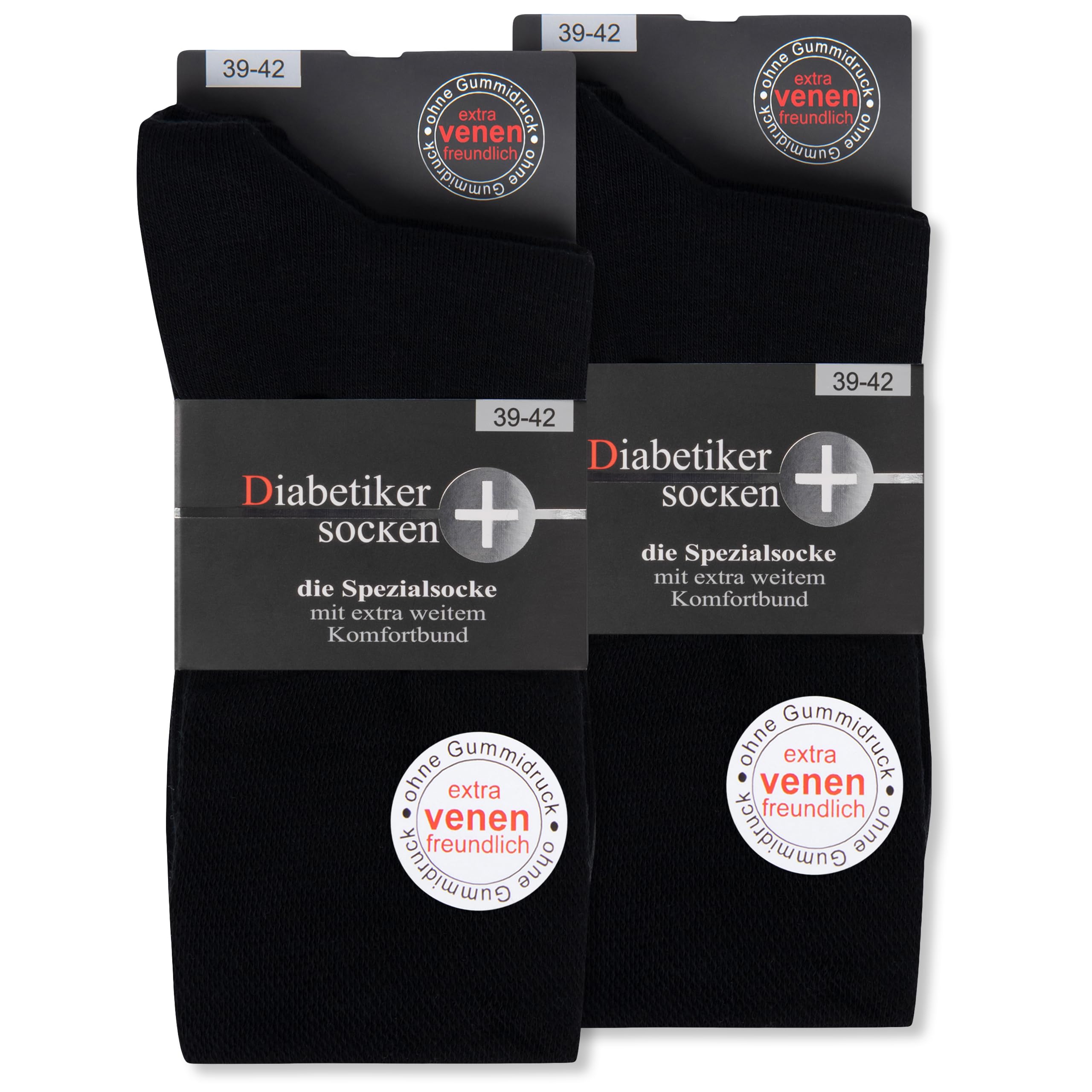 Diabetikersocken ohne Gummi & ohne Naht 97% Baumwolle (6 Paar) Diabetiker Socken mit Komfortbund für Damen & Herren 26820 WP (Schwarz 47-50)