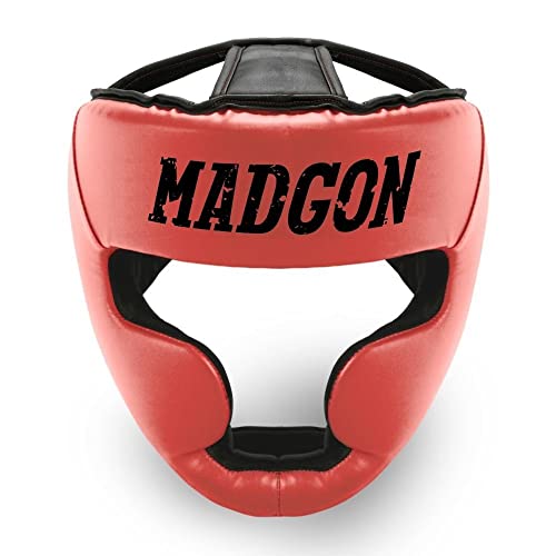 MADGON Kopfschutz mit hoher Schlagdämpfung. Gesichtsschutz mit Perfekter Sicht und geringer Schweißentwicklung. Boxhelm für Kampfsport, MMA, Boxen, Kickboxen & Sparring inkl Beutel