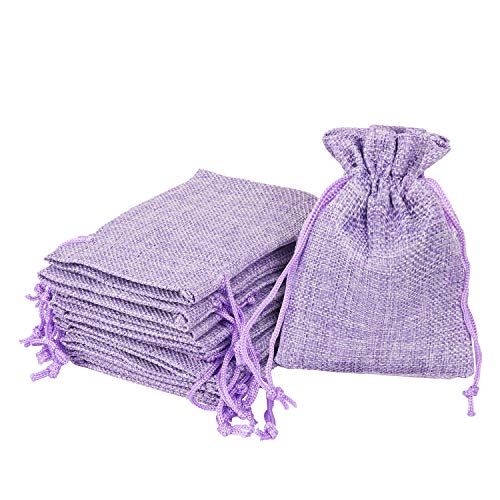 Stoffbeutel mit Kordelzug 24 Pack 10x13.5cm Leinwand Gunst Geschenk Taschen, Leinen Schmuckbeutel mit Kordelzug Jutebeutel Geschenktüten mit Kordelzug (Color : Purple, Size : 10x13.5cm)