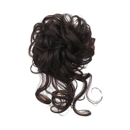 Bun Haarteile Haarperücke, hochelastisches Gummiband, pflegeleicht, rutschfest, atmungsaktiv, natürlicher Look, hitzebeständig, Chignon-Perücke for Partys Brötchen-Haarteil(Black Brown)