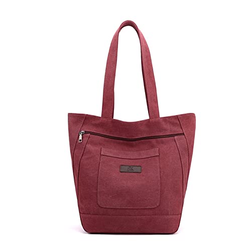 ohodhmnu Damen Tragetasche, Vintage Top-Griff Tasche Canvas Frauen Schultertasche Handtaschen Weibliche Reisetaschen Große Kapazität Einkaufstasche, violett, no pendant