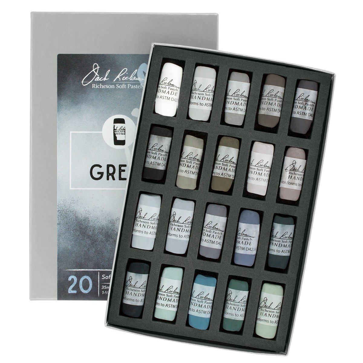 Jack Richeson Hand gerollt Weiche Pastellkreiden Farbe Grau, 20-teilig