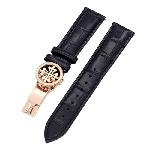 NEYENS Uhrenarmband aus echtem Leder, 19 mm, 20 mm, 22 mm, Uhrenarmband für Patek Philippe Wath Armbänder mit Edelstahl-Faltschließe, für Herren und Damen, 20 mm, Achat